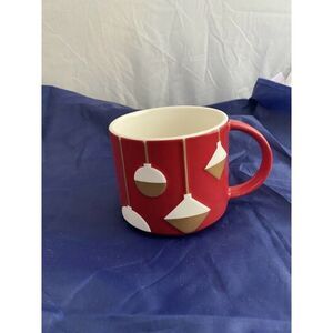 STARBUCKS CHRISTMAS ORNAMENT New Bone China Coffee Mug RED, GOLD, WHITE